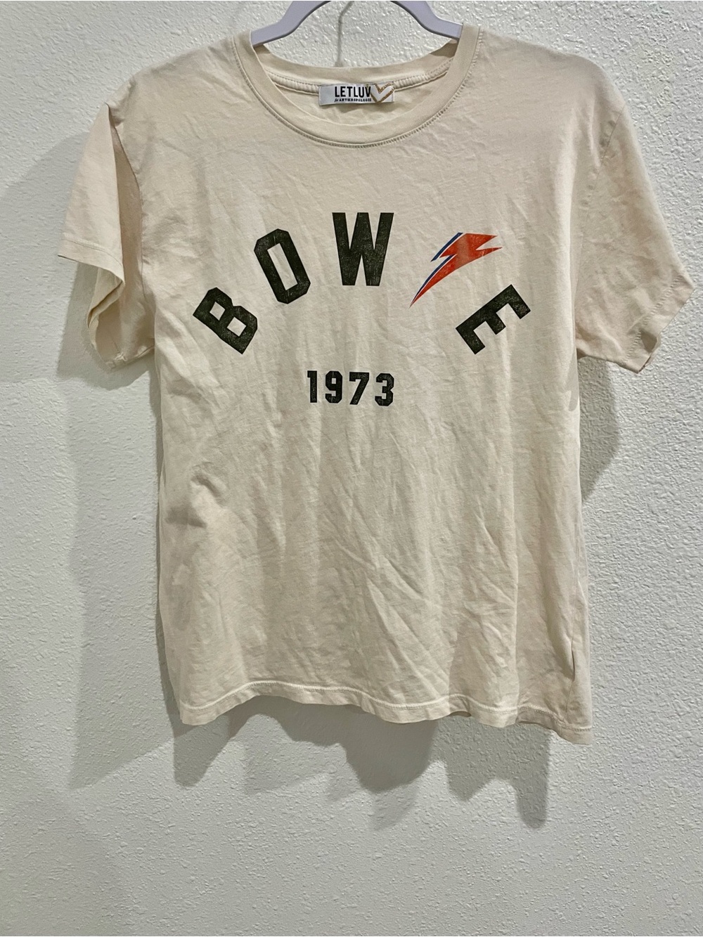 Anthropologie Bowie Cream Graphic Tee Band Lightweight Boho - Picture 2 of 6